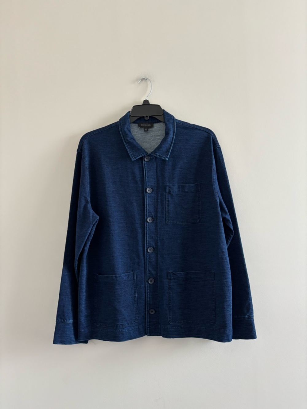 Express Chore Jacket Blue Button Front Utility Workwear Pockets Mens XL NWOT